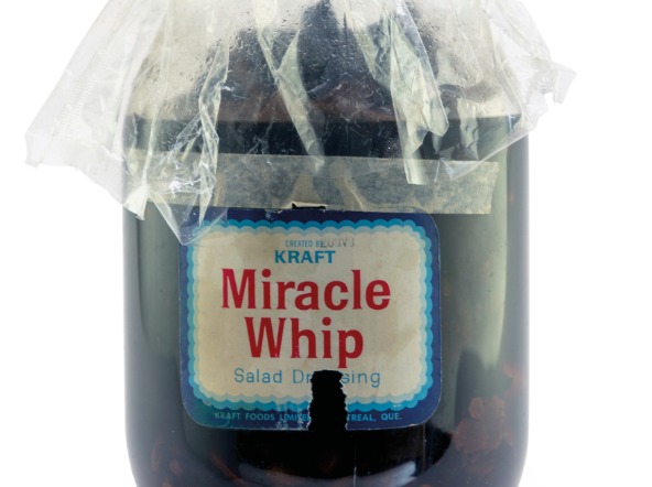Mother’s Cupboard: Miracle Whip Jar: Het Aah Dew (iron hit rubbing alchol)