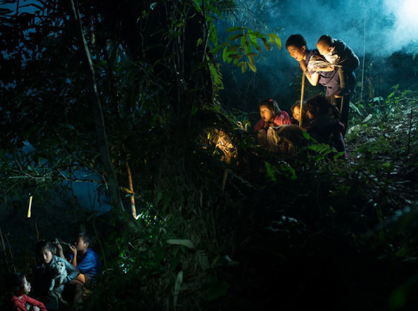 Children explore the mythical forest